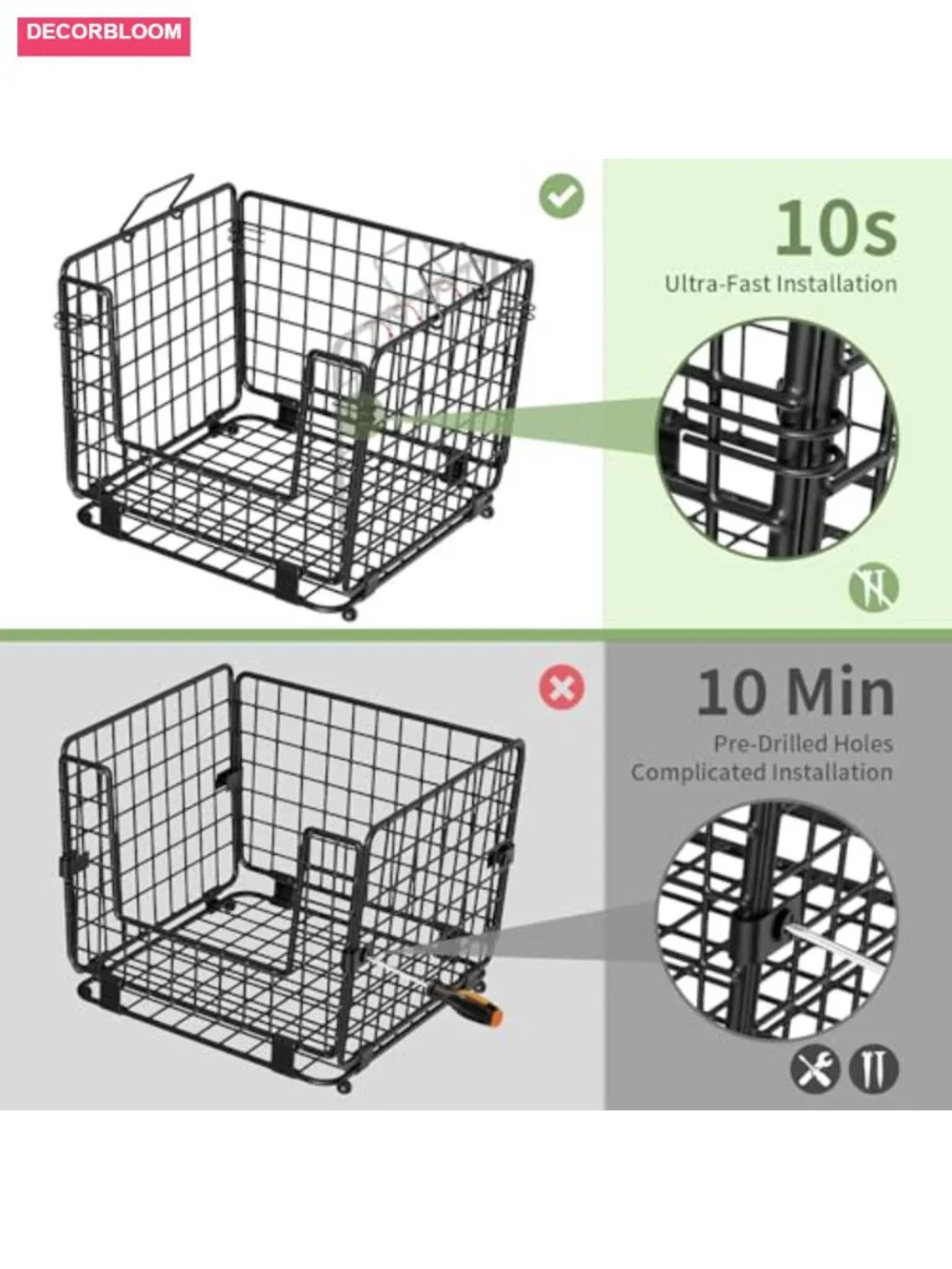 2 Pack Stackable Wire Baskets Carbon Steel Pantry Storage Bins